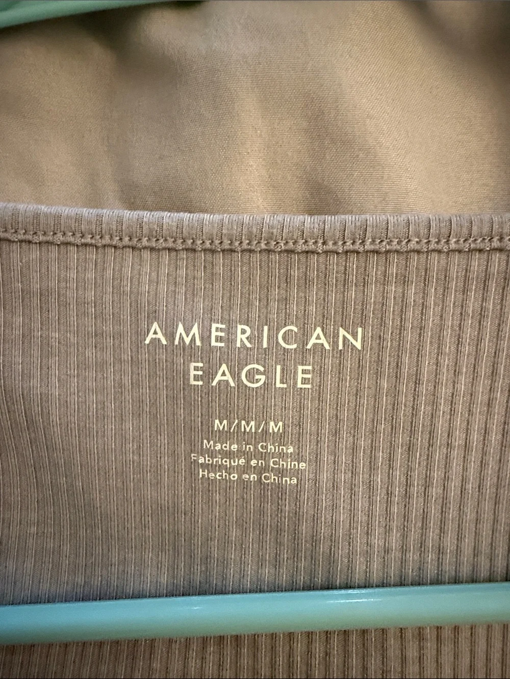 American Eagle Outfitters Gray Ribbed Long-Sleeve Henley Bodysuit - Picture 2 of 3